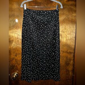 Black Polka Dot A-line skirt with side slit